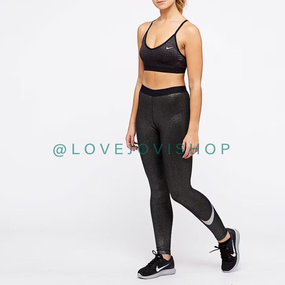 Athleisure | Nike Pro DriFit Cool Tights Metallic Black Sparkle | Activewear | L - Picture 5 of 16